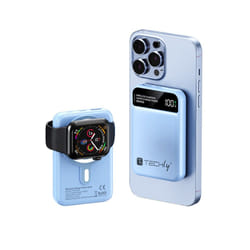 Techly I-CHARGE-10LCDBL batteria portatile Polimeri di litio (LiPo) 10000 mAh Carica wireless Blu