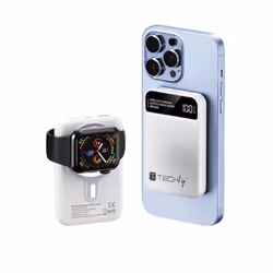 Techly I-CHARGE-10LCDWH, 10000 mAh, Polimeri di litio (LiPo), Carica wireless, Bianco