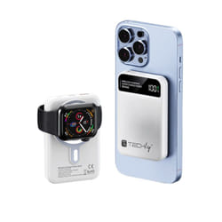 Techly I-CHARGE-10LCDWH batteria portatile Polimeri di litio (LiPo) 10000 mAh Carica wireless Bianco