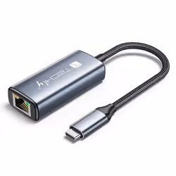 Techly IDATA USB-ETGIGAC2, Cablato, USB 3.2 Gen 1 (3.1 Gen 1) Type-C, 10,100,1000,2500 Mbit/s, Nero, Argento, Alluminio, USB