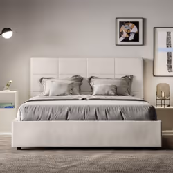 Letto matrimoniale 160x200 Mika con testata e Letto imbottiti, rivestimento in similpelle, particolarmente versatile e facilm ...
