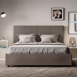Letto matrimoniale 160x200 Mika con testata e Letto imbottiti, rivestimento in similpelle, particolarmente versatile e facilm ...