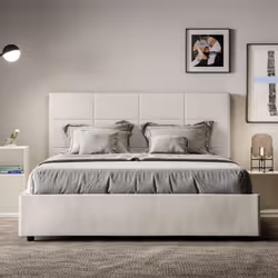 Letto matrimoniale 160x200 Mika con testata e Letto imbottiti, rivestimento in similpelle, particolarmente versatile e facilm ...