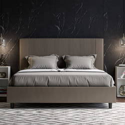 Letto matrimoniale contenitore imbottito 160x200 similpelle cappuccino Goya