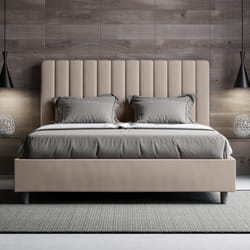 Letto matrimoniale contenitore imbottito 160x200 similpelle tortora Agueda
