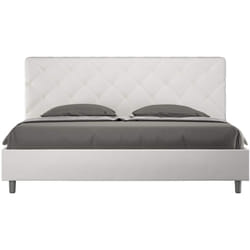 Letto Matrimoniale King size rivestito in Similpelle - priya - Dimensione Rete: 200x200 - Tipologia Letto: Con Rete e Contenitore - Colore: Bianco