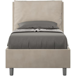 Letto Singolo rivestito in Microfibra - antea - Colore: Sabbia - Dimensione Rete: 80x190 - Tipologia Letto: Con Rete
