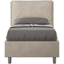 Letto Singolo rivestito in Microfibra - antea - Colore: Sabbia - Tipologia Letto: Con Rete - Dimensione Rete: 90x190