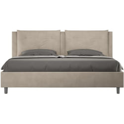 Letto Matrimoniale King size rivestito in Microfibra - appia - Dimensione Rete: 200x200 - Colore: Sabbia - Tipologia Letto: Con Rete e Contenitore