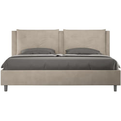 Letto Matrimoniale King size rivestito in Microfibra - appia - Dimensione Rete: 200x210 - Colore: Sabbia - Tipologia Letto: Con Rete