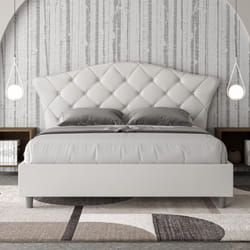 Letto matrimoniale contenitore imbottito 160x200 similpelle bianco Langre