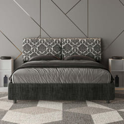 Letto matrimoniale senza rete imbottito 160x210 tessuto Agata 8 blu Mados