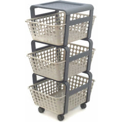 Carrello con Ruote Portatutto Modula, Carrello Portaoggetti Tortora - Ecoplast