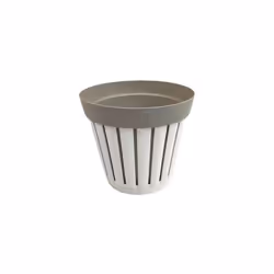 Vaso Linea Kreta D20 Bianco/ Tortora Chiaro ECOPLASTDimensioni: Cm 18 x 18,5 hColore: Bianco/ Tortora ChiaroVaso Kreta in pla ...