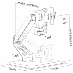 Techly ICA-LCD 35TS Supporti a parete per TV 81,3 cm (32") Scrivania Nero