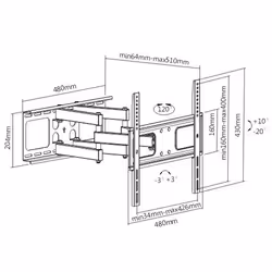 Techly ICA-PLB 3646 Supporto TV a parete 139,7 cm (55") Nero