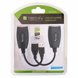 Techly IUSB-EXTENDTY5 adattatore per inversione del genere dei cavi USB RJ-45 Nero