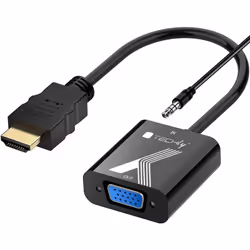 Techly Convertitore e Adattatore da HDMI a VGA con Audio 3,5mm, Nero, 0,1 m, CE, FCC, RoHS, 1920 x 1200 Pixel, 480p, 576p, 72 ...
