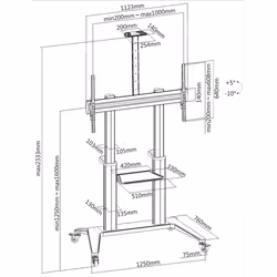 Techly ICA-TR49W carrello e supporto multimediale Bianco Pannello piatto Carrello multimediale - Vista aggiuntiva 3