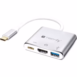 Techly IADAP USB31-HDMIPTY, Cablato, USB 3.2 Gen 1 (3.1 Gen 1) Type-C, Argento, 5 Gbit/s, 4K Ultra HD, 30 Hz
