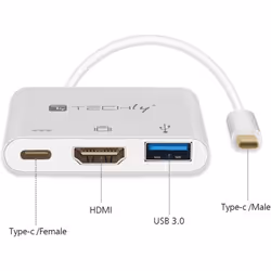 Techly IADAP USB31-HDMIPTY replicatore di porte e docking station per laptop Cablato USB 3.2 Gen 1 (3.1 Gen 1) Type-C Argento