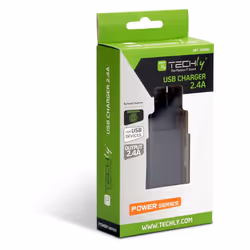 Techly Caricatore Alimentatore USB-A da Muro 5V 2.4A per Smartphone o Tablet