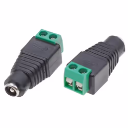 Techly IADAP TB2T-DC5521F, DC 5.5 x 2.1 mm, Terminal Block 2 pin, Nero, Verde