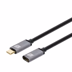 Techly Cavo prolunga USB 3.2 Gen 2 USB-C M/F 1m Nero, 1 m, USB C, USB C, USB 3.2 Gen 2 (3.1 Gen 2), 10 Gbit/s, Nero, Grigio
