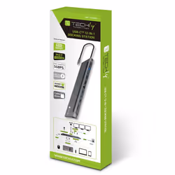Techly IUSB31C-DOCK12DPHD replicatore di porte e docking station per laptop Cablato USB 3.2 Gen 1 (3.1 Gen 1) Type-C Grigio