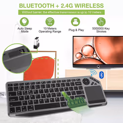 Techly ICTB9801TB tastiera Universale RF senza fili + Bluetooth QWERTY Inglese US Nero - Vista aggiuntiva 5