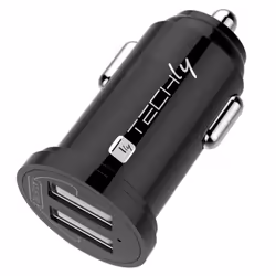 Techly Mini Caricatore da Auto 2 Porte USB-A 12W/2.4A Nero, Auto, Accendisigari, 2,4 A, Nero