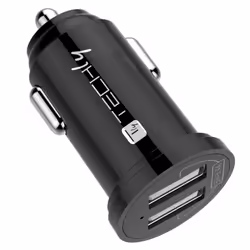 Techly Mini Caricatore da Auto 2 Porte USB-A 17W/3.4A Nero