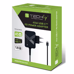 Techly IPW-PD45W-BKTY Caricabatterie per dispositivi mobili Computer portatile, Smartphone, Universale Nero AC Ricarica rapida Interno