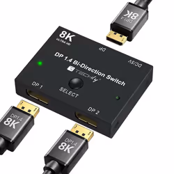 Techly IDATA-DP-2DP-8KT, DisplayPort, Nero, 32,4 Gbit/s, 8K Ultra HD, 5 V, 80 mm