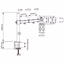 Techly ICA-LCD 503BK2 Supporti a parete per TV 27" Scrivania Nero
