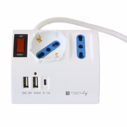Techly Multipresa da Tavolo 3 Posti con 2 Porte USB-A e 1 Porta USB-C QC3.0 - Vista aggiuntiva 2