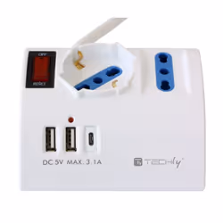 Techly Multipresa da Tavolo 3 Posti con 2 Porte USB-A e 1 Porta USB-C QC3.0 - Vista aggiuntiva 4