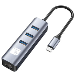 Techly IDATA USB-ETGIGA3CA replicatore di porte e docking station per laptop Cablato USB 3.2 Gen 1 (3.1 Gen 1) Type-A + Type-C Nero, Argento