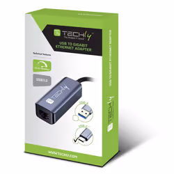 Techly IDATA USB-ETGIGA-CA replicatore di porte e docking station per laptop Cablato USB 3.2 Gen 1 (3.1 Gen 1) Type-C Nero, Argento