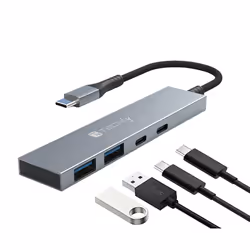 Techly IUSB32C-HUB4AC, USB 3.2 Gen 1 (3.1 Gen 1) Type-C, USB 3.2 Gen 1 (3.1 Gen 1) Type-A, USB 3.2 Gen 1 (3.1 Gen 1) Type-C, ...