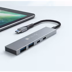 Techly IUSB32C-HUB4AC hub di interfaccia USB 3.2 Gen 1 (3.1 Gen 1) Type-C 5000 Mbit/s Argento