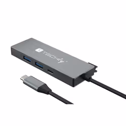 Techly IUSB32C-HUB4HPD replicatore di porte e docking station per laptop Cablato USB 3.2 Gen 2 (3.1 Gen 2) Type-C Grigio