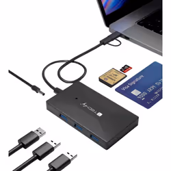 Techly Lettore di Memorie SD/TF Smart Card con Hub 3 Porte USB, MMC, MicroSD (TransFlash), MicroSDHC, MicroSDXC, SD, SDHC, SD ...