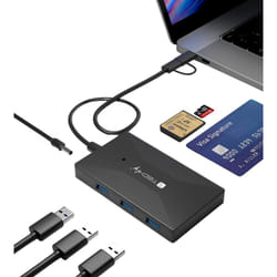Techly Lettore di Memorie SD/TF Smart Card con Hub 3 Porte USB