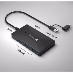 Techly Lettore di Memorie SD/TF Smart Card con Hub 3 Porte USB