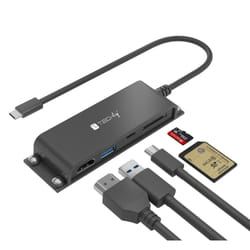 Techly IADAP-USBC-935 replicatore di porte e docking station per laptop Cablato USB 3.2 Gen 1 (3.1 Gen 1) Type-C Nero