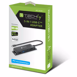 Techly IADAP-USBC-935 replicatore di porte e docking station per laptop Cablato USB 3.2 Gen 1 (3.1 Gen 1) Type-C Nero