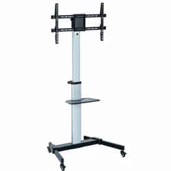 Techly Supporto a Pavimento con Mensola Trolley TV LCD/LED 37-86", 200 x 200 mm, 600 x 400 mm, -10 - 5°, 180°, Alluminio, Pla ...