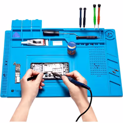 Techly I-TOOL-REPAIR-MAT, Tappetino magnetico, Computer, Telefono cellulare/smartphone, Silicone, Blu, 450 mm, 7 mm