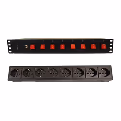 Techly Multipresa a 8 Posti da Rack 19" con 8 Interruttori Luminosi 1,5U, 1.5U, Orizzontale, Nero, 8 presa(e) AC, Tipo F, Tip ...